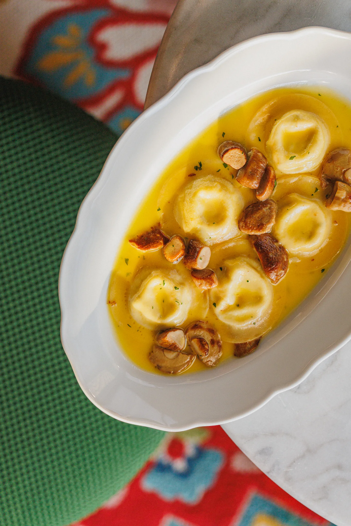 Raviolini mit Robiola ai Funghi Porcini